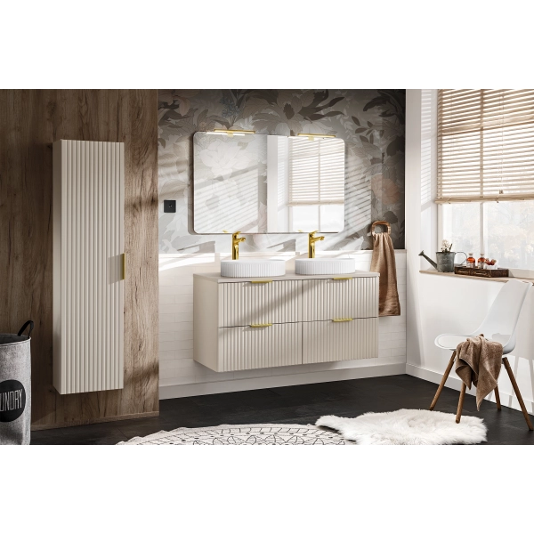 Zestaw Szafka łazienkowa 60 cm z umywalką i szafką boczną wysoką kaszmir Adel Cashmere SET-ADC 60CM SKY HIGH CABINET, Comad